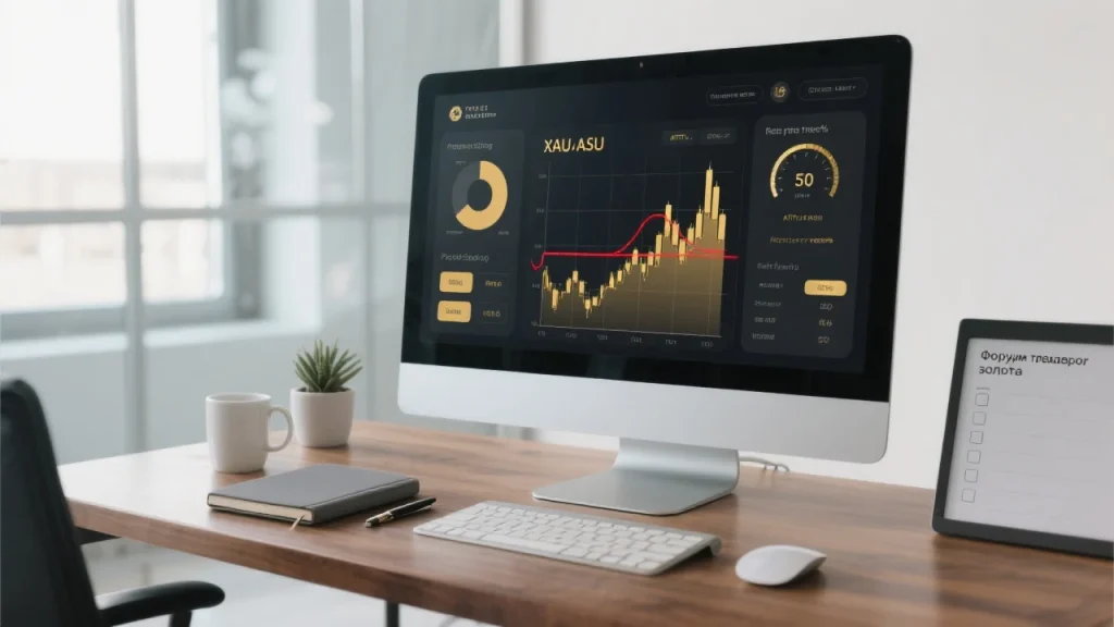 монитор с панелью риска: размер позиции, риск на сделку и ATR‑стоп по XAUUSD, чек‑лист форума