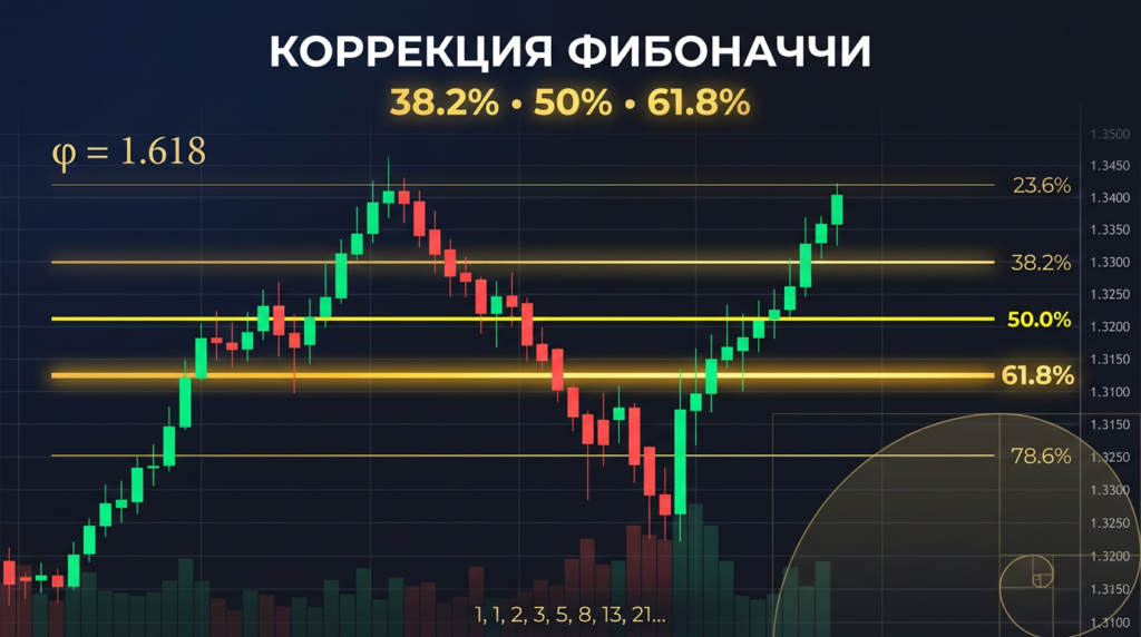 График коррекции Фибоначчи на рынке